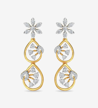 Diamond Trinity Earring Dangler Rose Gold