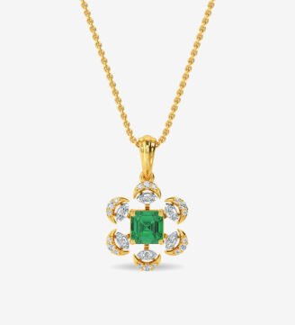 Esra Floral Diamond Pendant Set White Gold